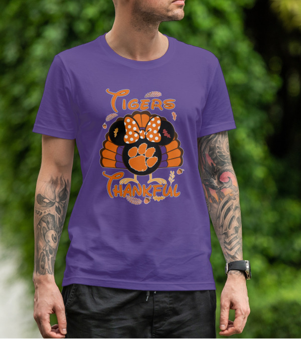 Tigers Thankful Clemson Minnie Thanksgiving T-Shirt