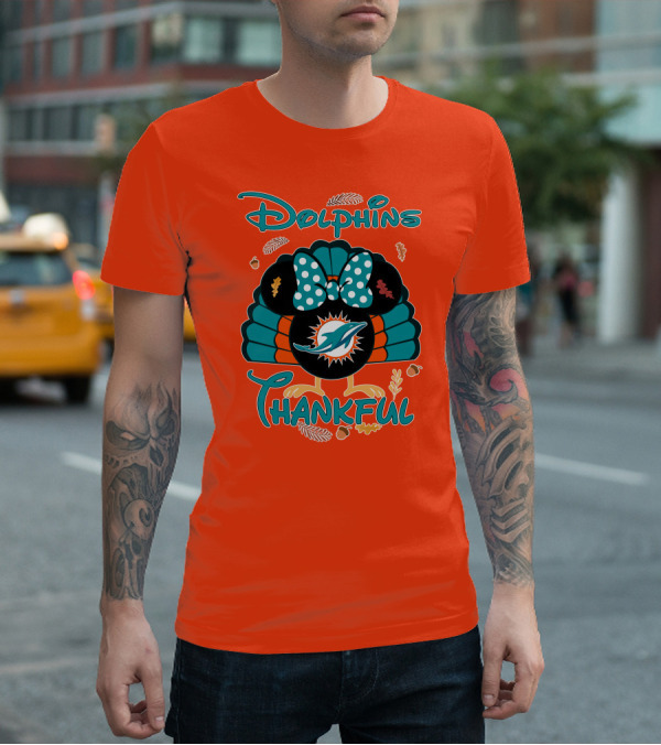Miami Dolphins Thankful Minnie Thanksgiving T-Shirt