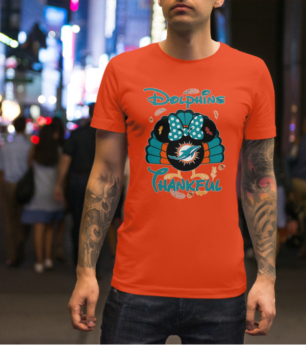 Miami Dolphins Thankful Minnie Thanksgiving T-Shirt