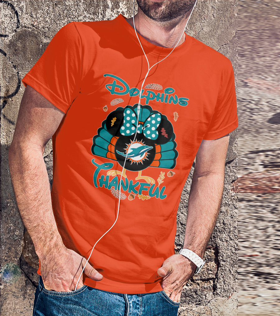 Miami Dolphins Thankful Minnie Thanksgiving T-Shirt