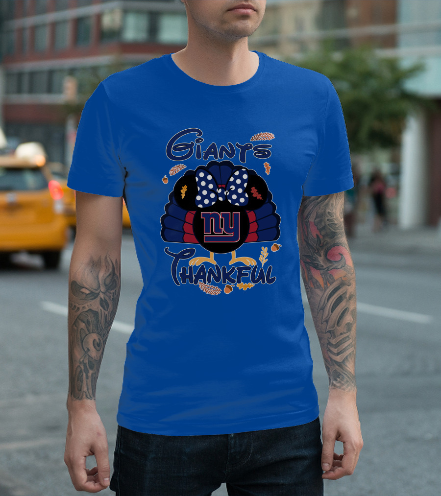 Giants Thankful New York Turkey Minnie Bow T-Shirt