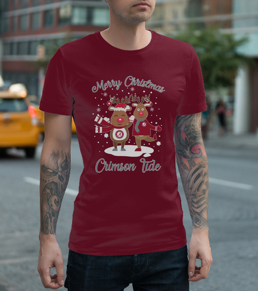 Crimson Tide Merry Christmas Reindeer T-Shirt