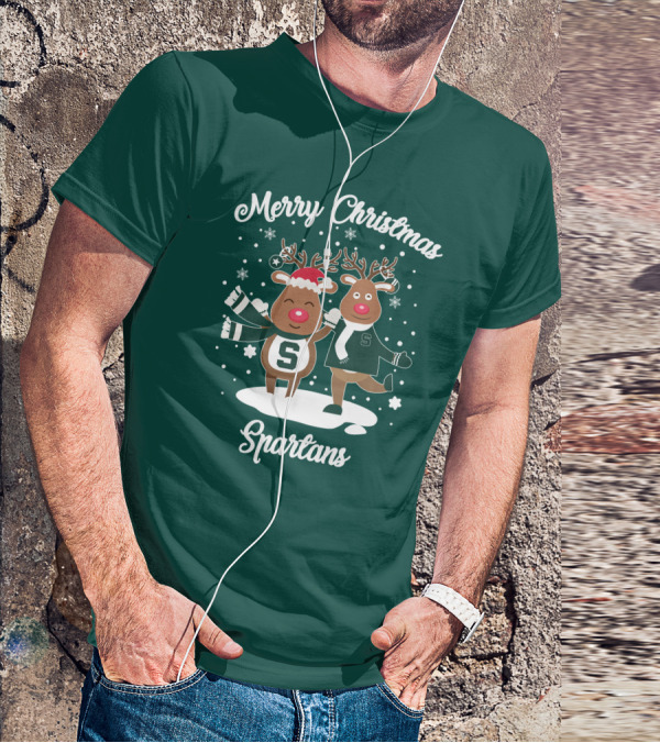 Merry Christmas Michigan State Spartans Reindeer T-Shirt