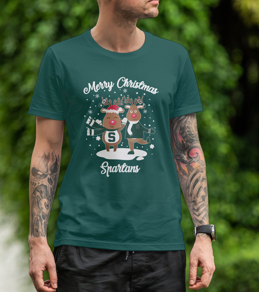 Merry Christmas Michigan State Spartans Reindeer T-Shirt