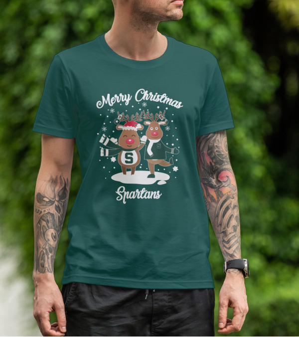 Merry Christmas Michigan State Spartans Reindeer T-Shirt