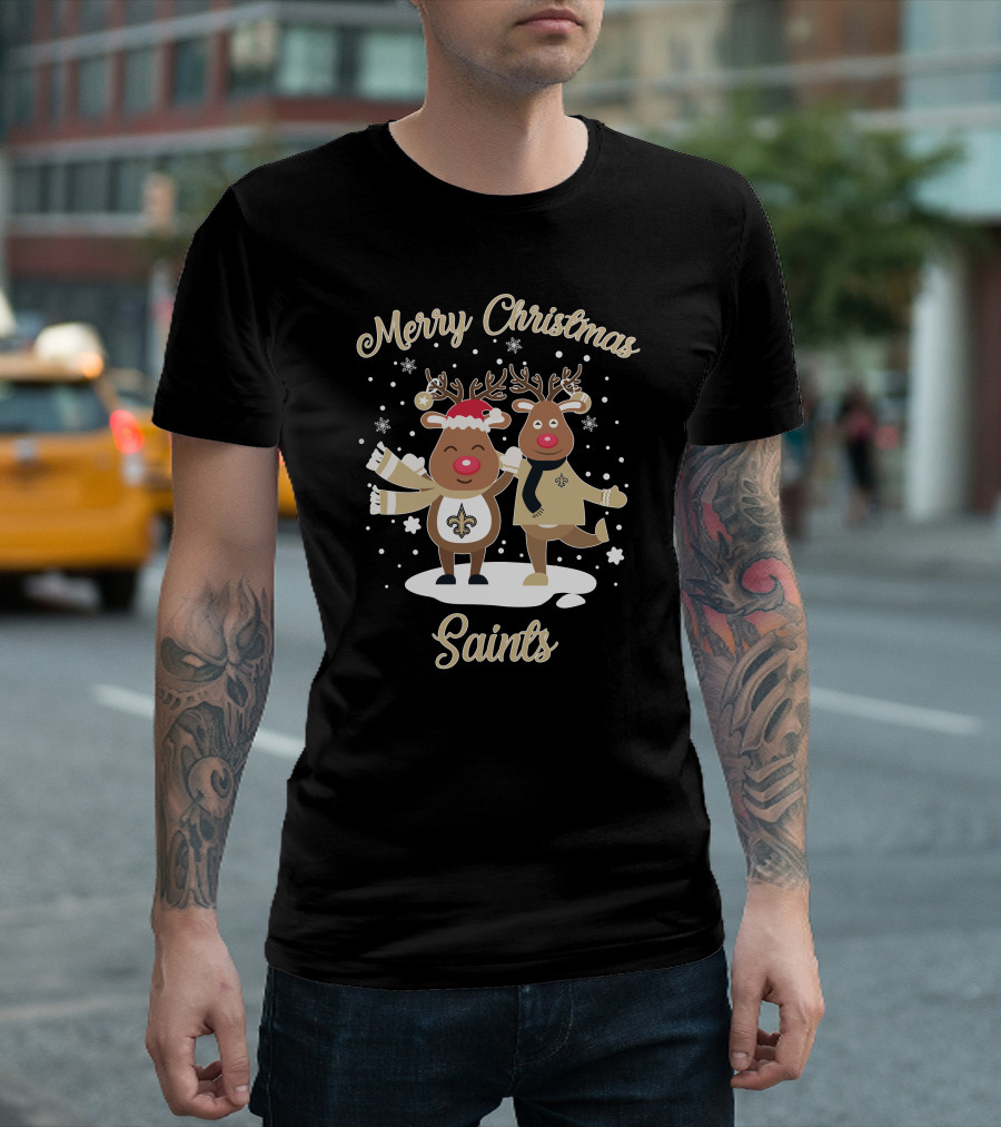 Merry Christmas New Orleans Saints Reindeer T-Shirt