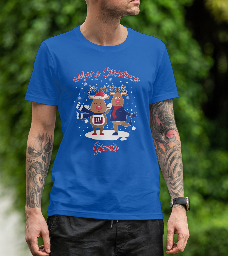 Merry Christmas New York Giants Reindeer T-Shirt