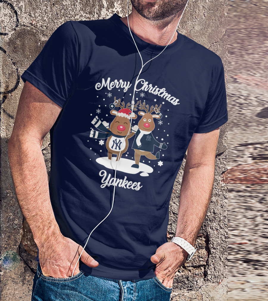 Merry Christmas Yankees Reindeer Holiday T-Shirt