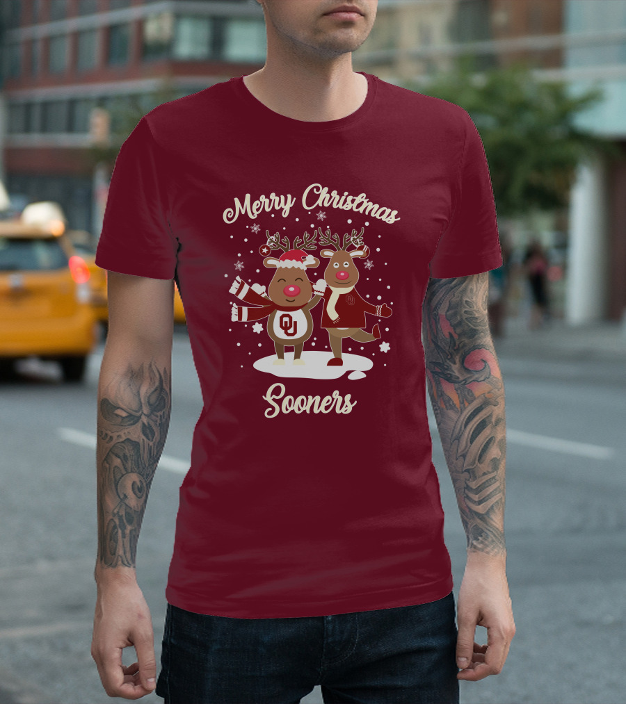 Merry Christmas Sooners Oklahoma Reindeer T-Shirt