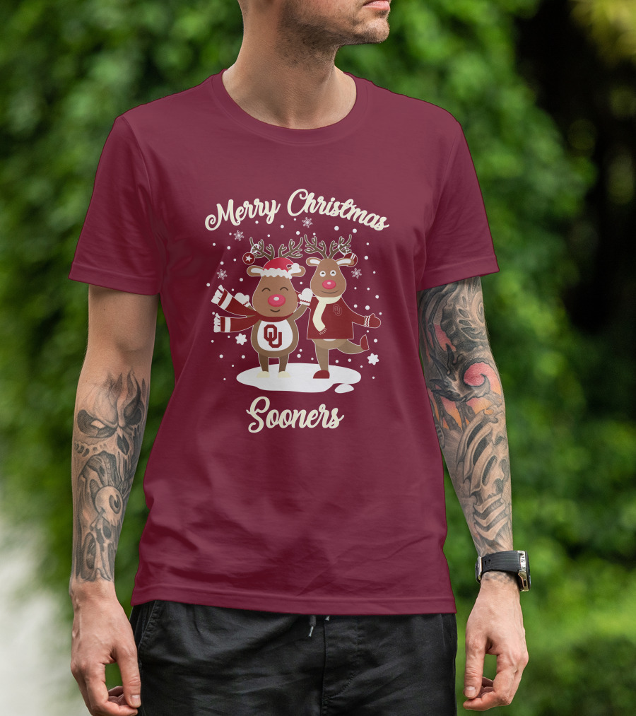 Merry Christmas Sooners Oklahoma Reindeer T-Shirt