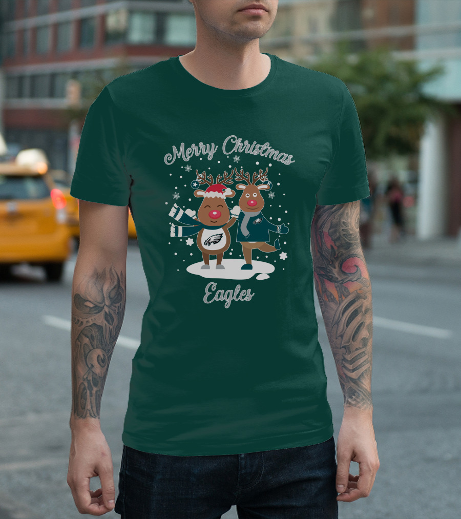 Merry Christmas Eagles Reindeer with Philadelphia Eagles T-Shirt