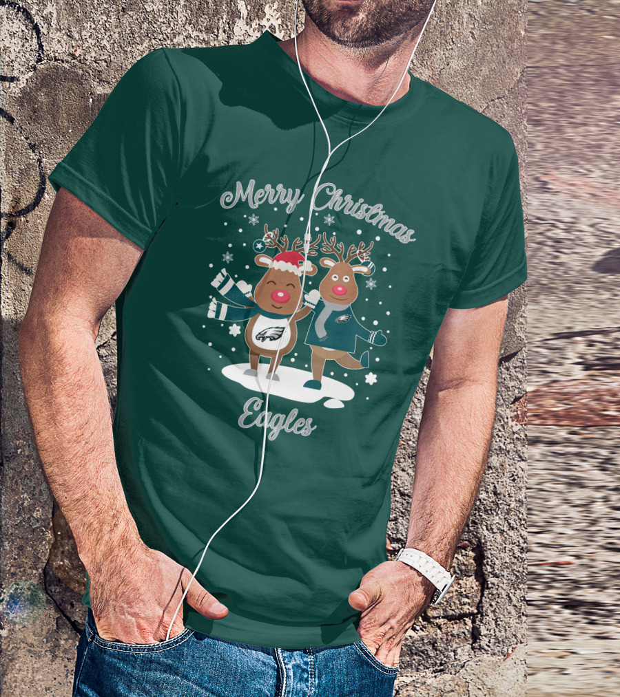 Merry Christmas Eagles Reindeer With Philadelphia Eagles T-Shirt