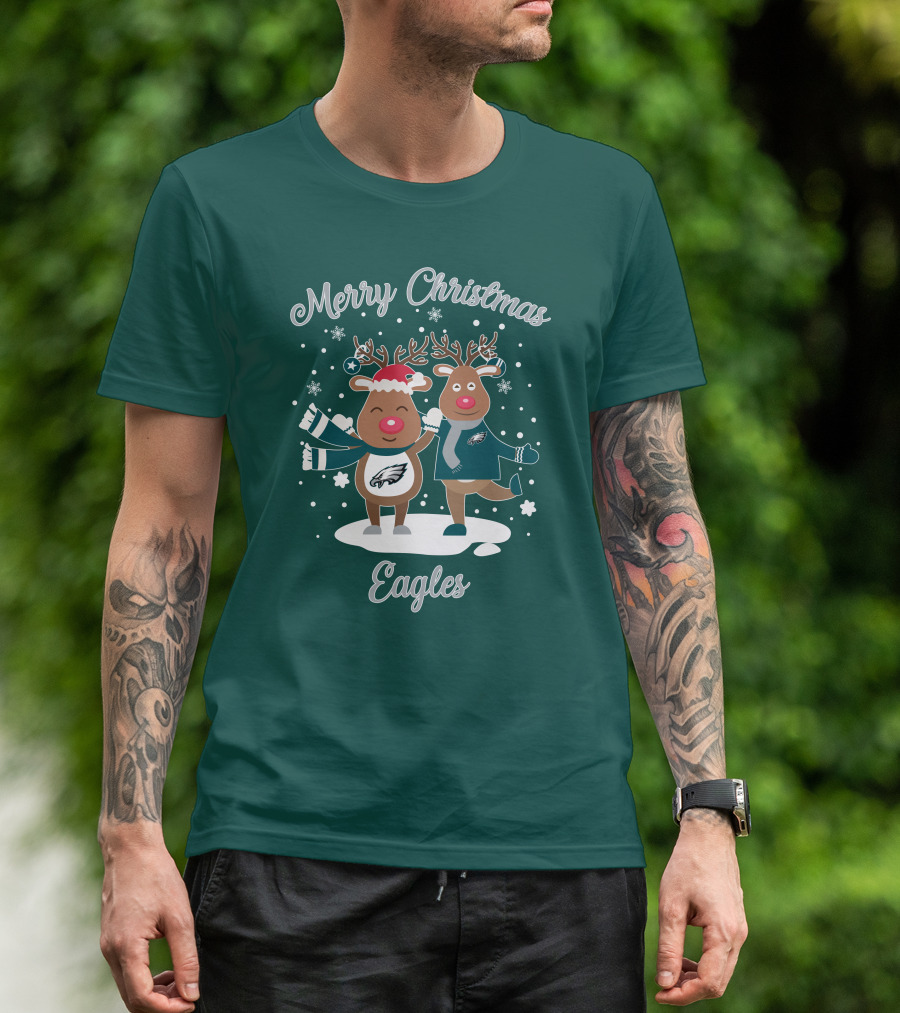 Merry Christmas Eagles Reindeer With Philadelphia Eagles T-Shirt