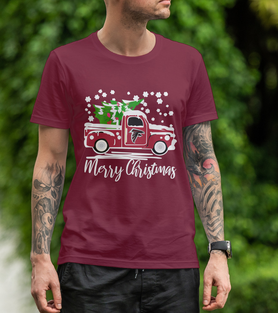 Atlanta Falcons Vintage Truck Merry Christmas T-Shirt