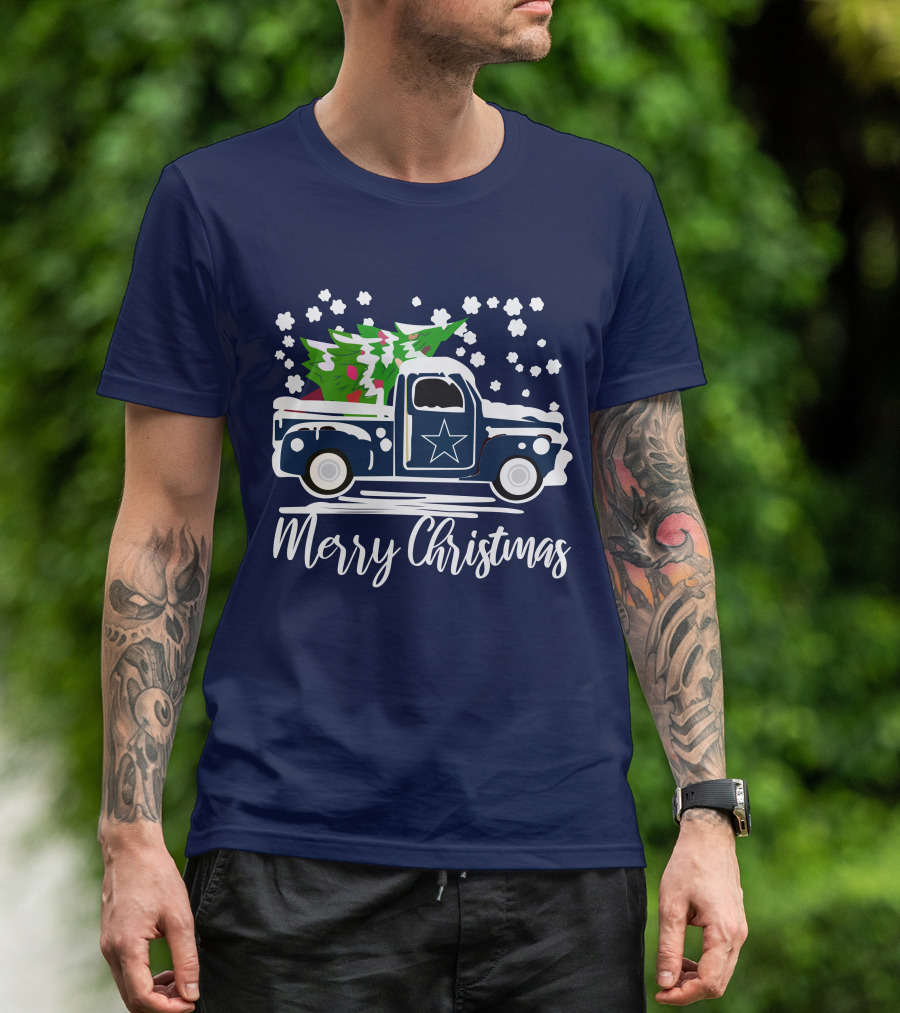 Dallas Cowboys Vintage Truck Merry Christmas T-Shirt