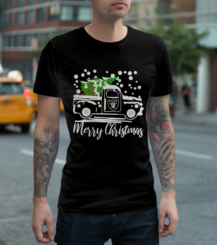 Las Vegas Raiders Vintage Car Merry Christmas Raiders T-Shirt