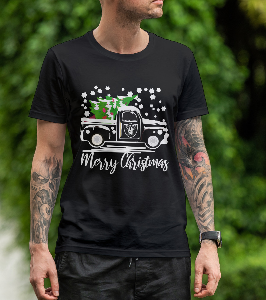 Las Vegas Raiders Vintage Car Merry Christmas Raiders T-Shirt