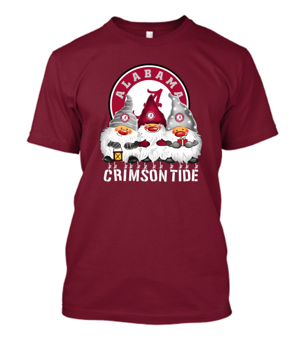 Alabama Crimson Tide Christmas Gnomes Merry Christmas Happy Holidays T-Shirt