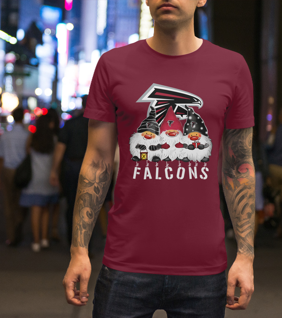 Atlanta Falcons Merry Christmas Happy Holidays Gnomes T-Shirt