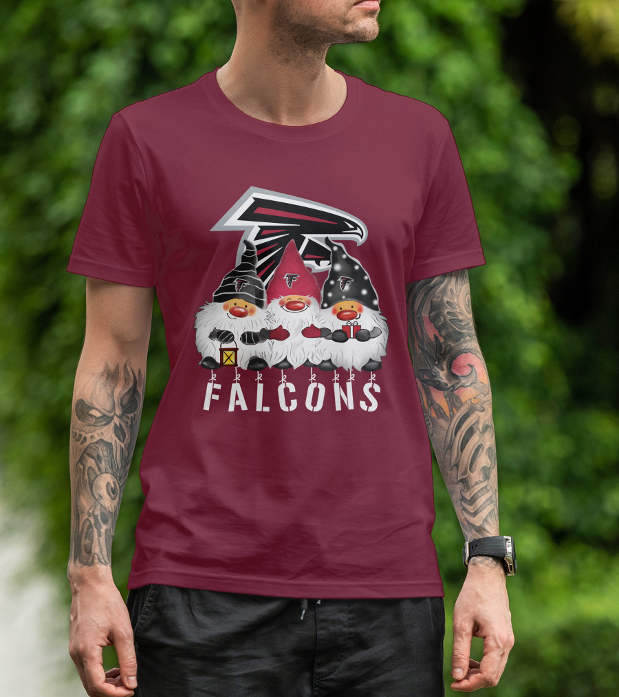 Atlanta Falcons Merry Christmas Happy Holidays Gnomes T-Shirt