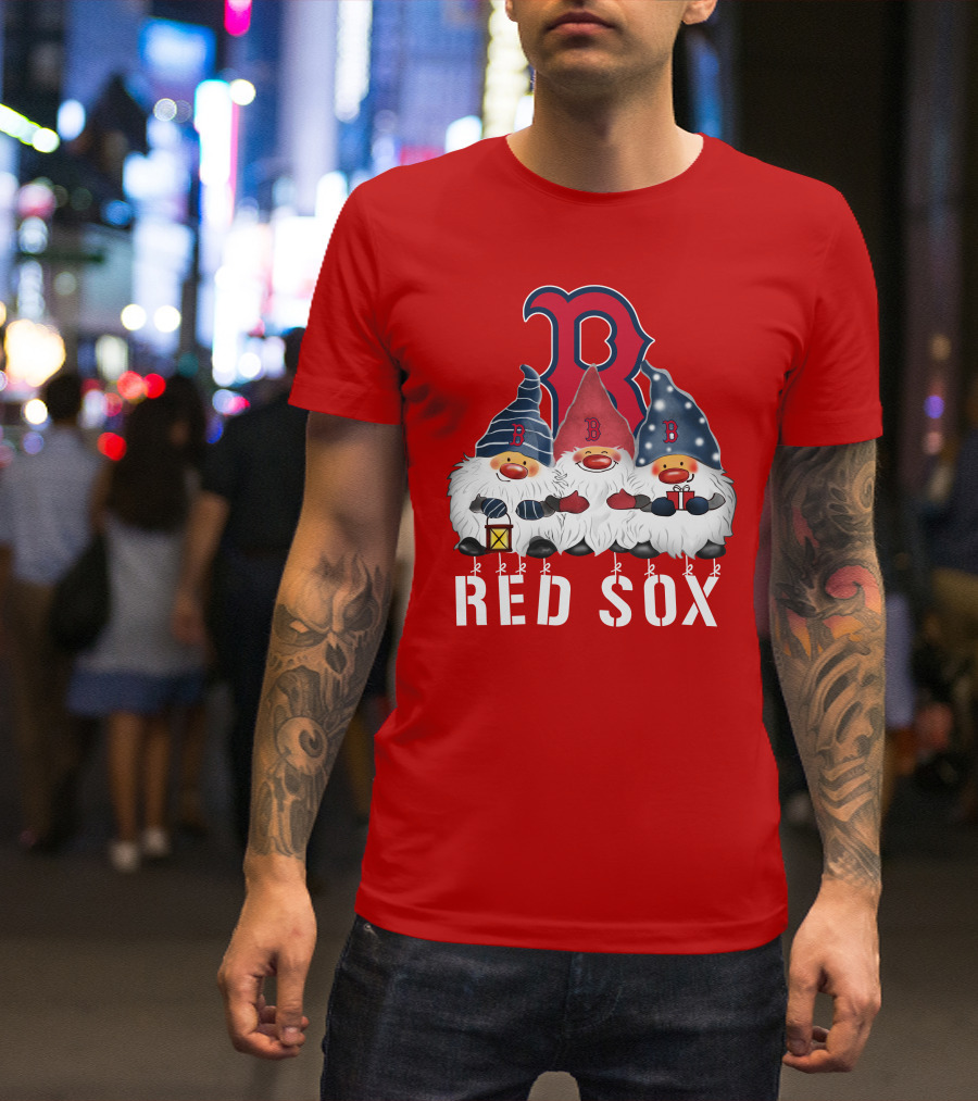 Boston Red Sox Merry Christmas Happy Holidays Gnomes T-Shirt