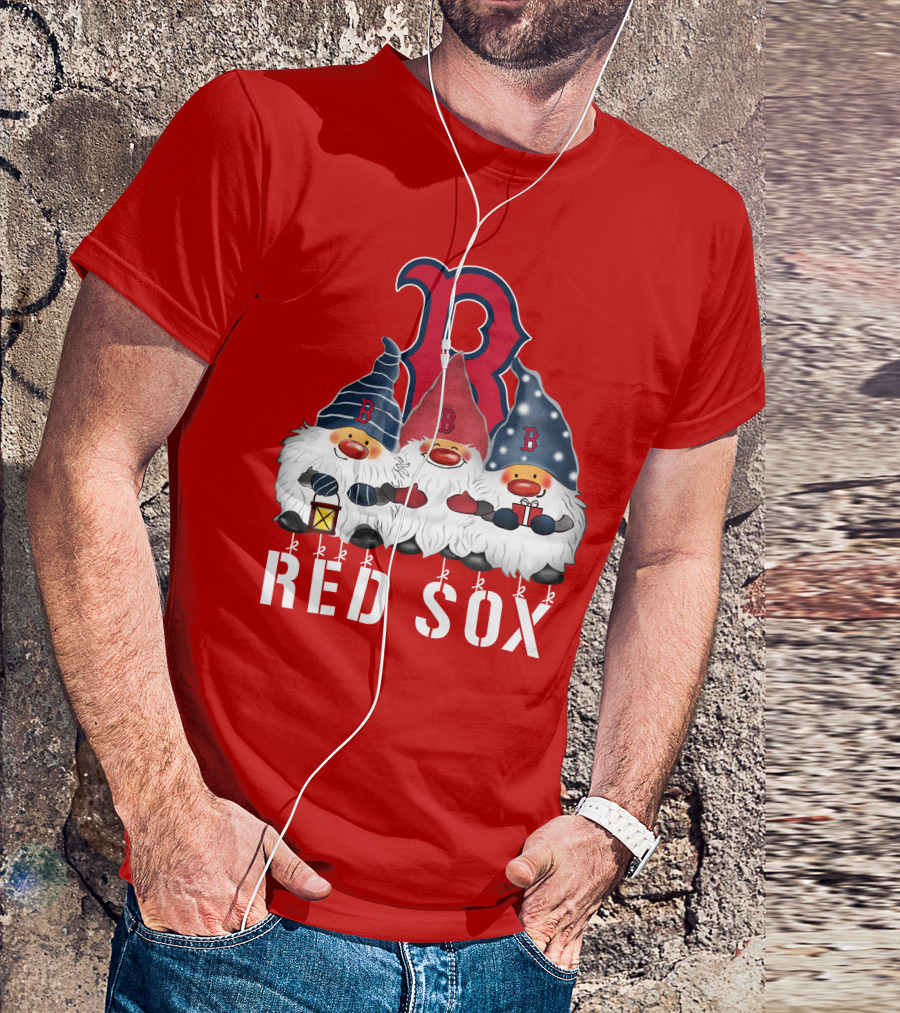 Boston Red Sox Merry Christmas Happy Holidays Gnomes T-Shirt