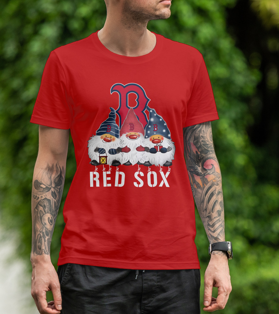 Boston Red Sox Merry Christmas Happy Holidays Gnomes T-Shirt