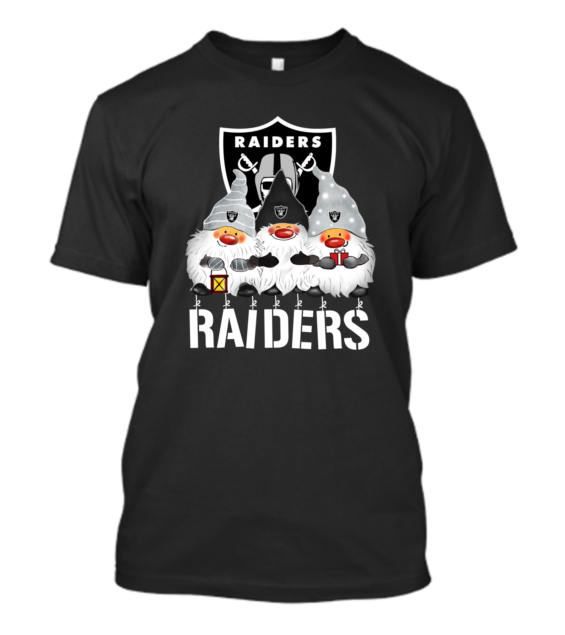 Las Vegas Raiders Merry Christmas Happy Holidays Raiders Gnomes T-Shirt