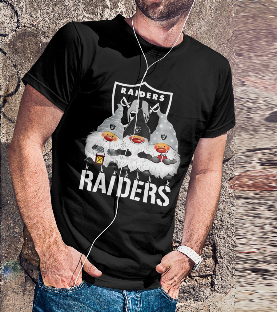Las Vegas Raiders Merry Christmas Happy Holidays Raiders Gnomes T-Shirt