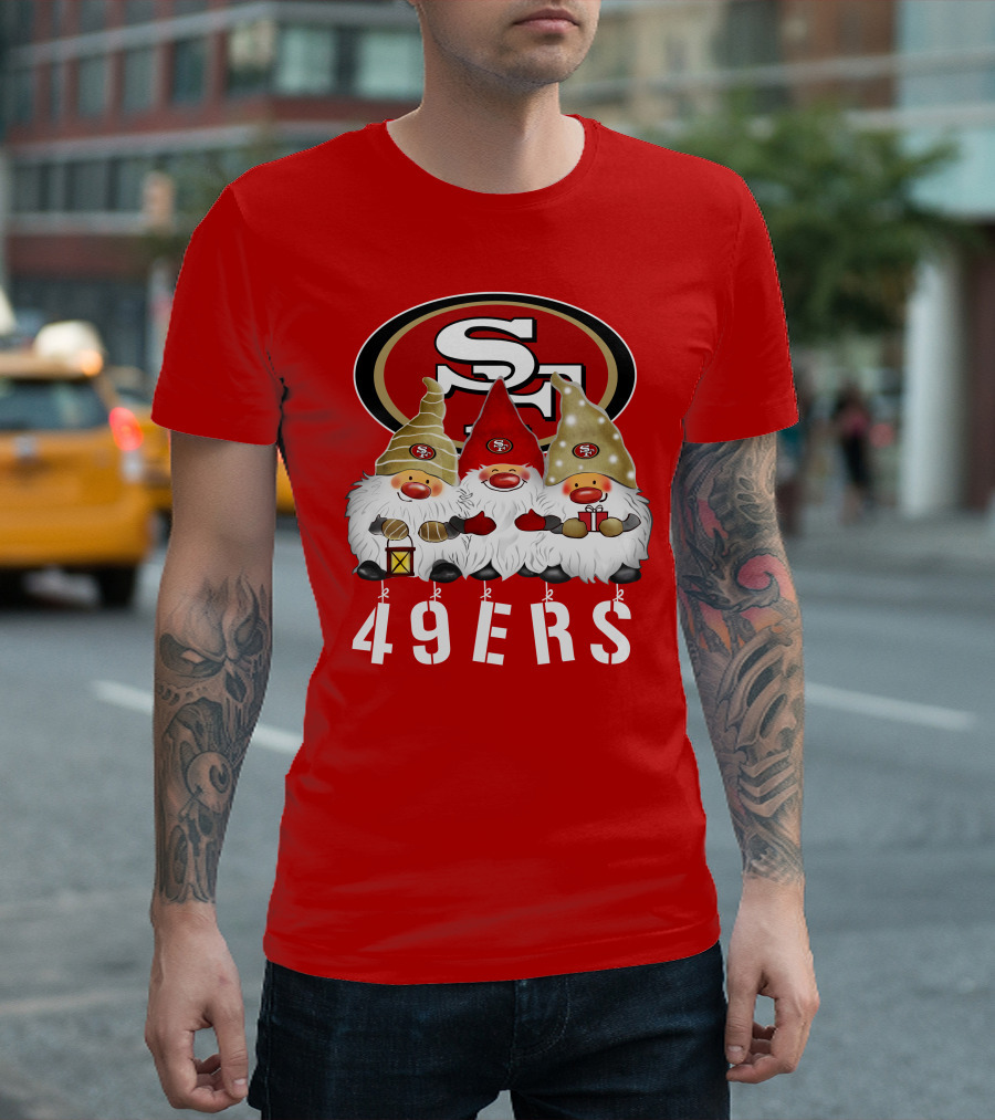 San Francisco 49ers Merry Christmas Happy Holidays Gnomes 49ers T-Shirt