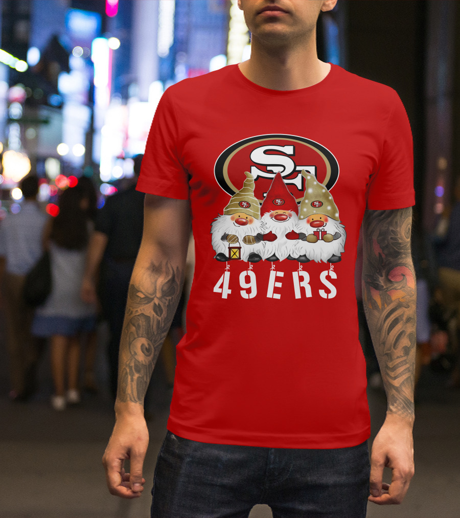 San Francisco 49ers Merry Christmas Happy Holidays Gnomes 49ers T-Shirt
