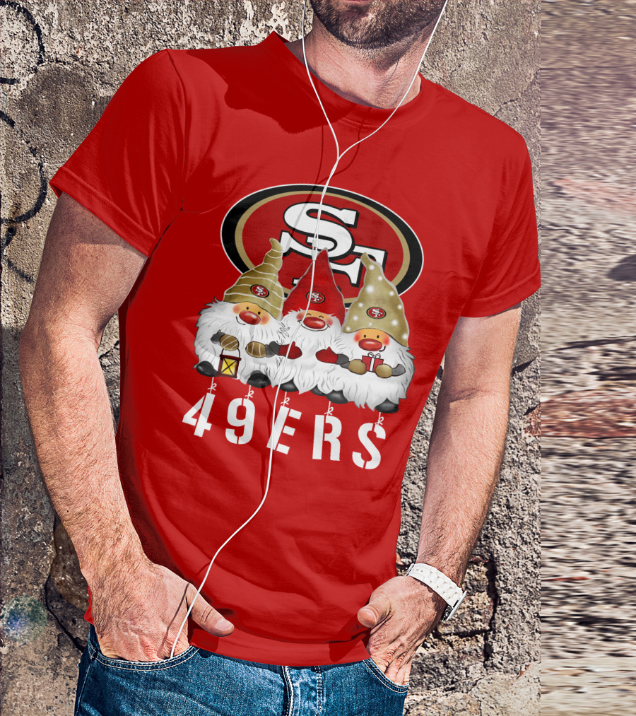 San Francisco 49ers Merry Christmas Happy Holidays Gnomes 49ers T-Shirt