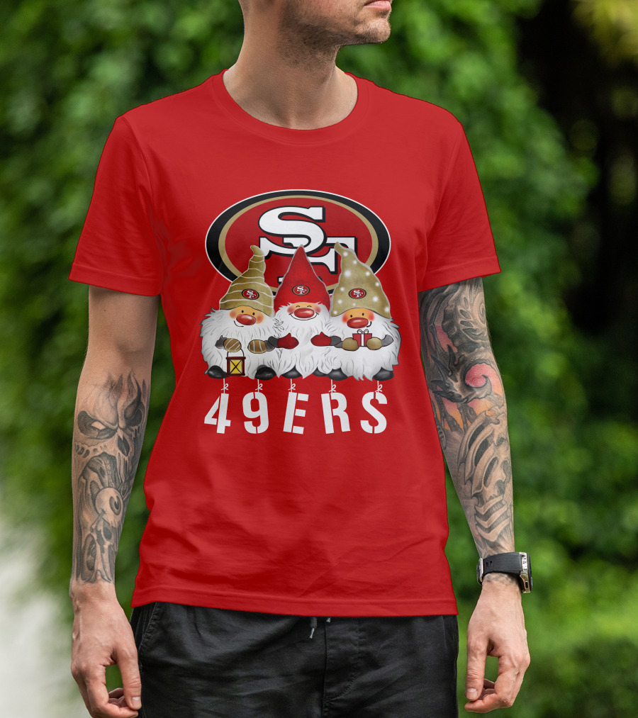 San Francisco 49ers Merry Christmas Happy Holidays Gnomes 49ers T-Shirt