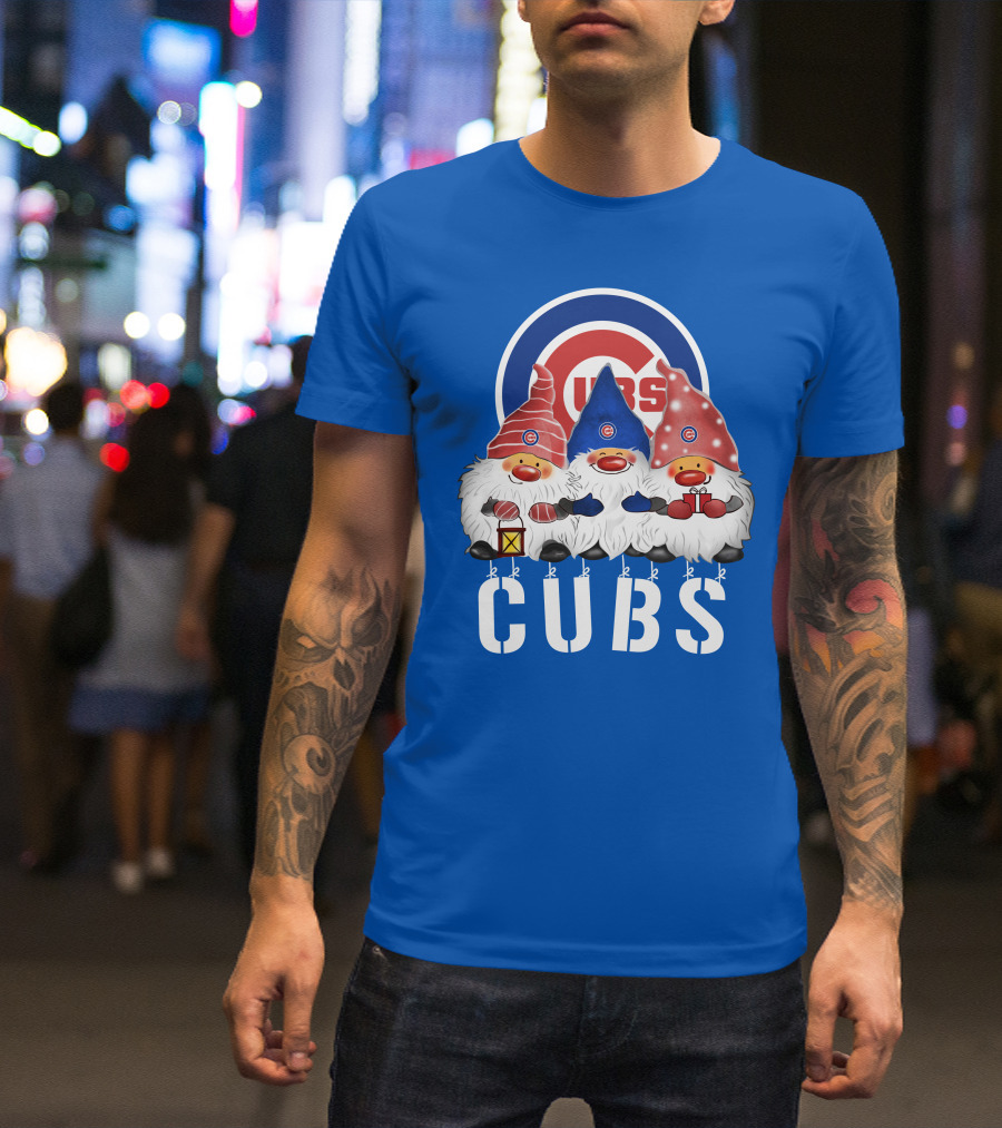 Chicago Cubs Merry Christmas Happy Holidays Festive Gnomes T-Shirt