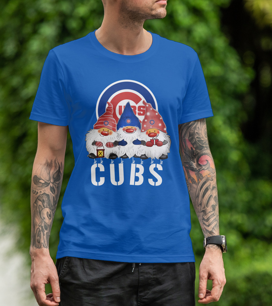 Chicago Cubs Merry Christmas Happy Holidays Festive Gnomes T-Shirt