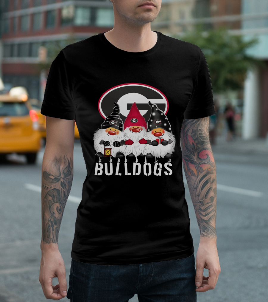 Georgia Bulldogs Merry Christmas Happy Holidays Gnomes T-Shirt