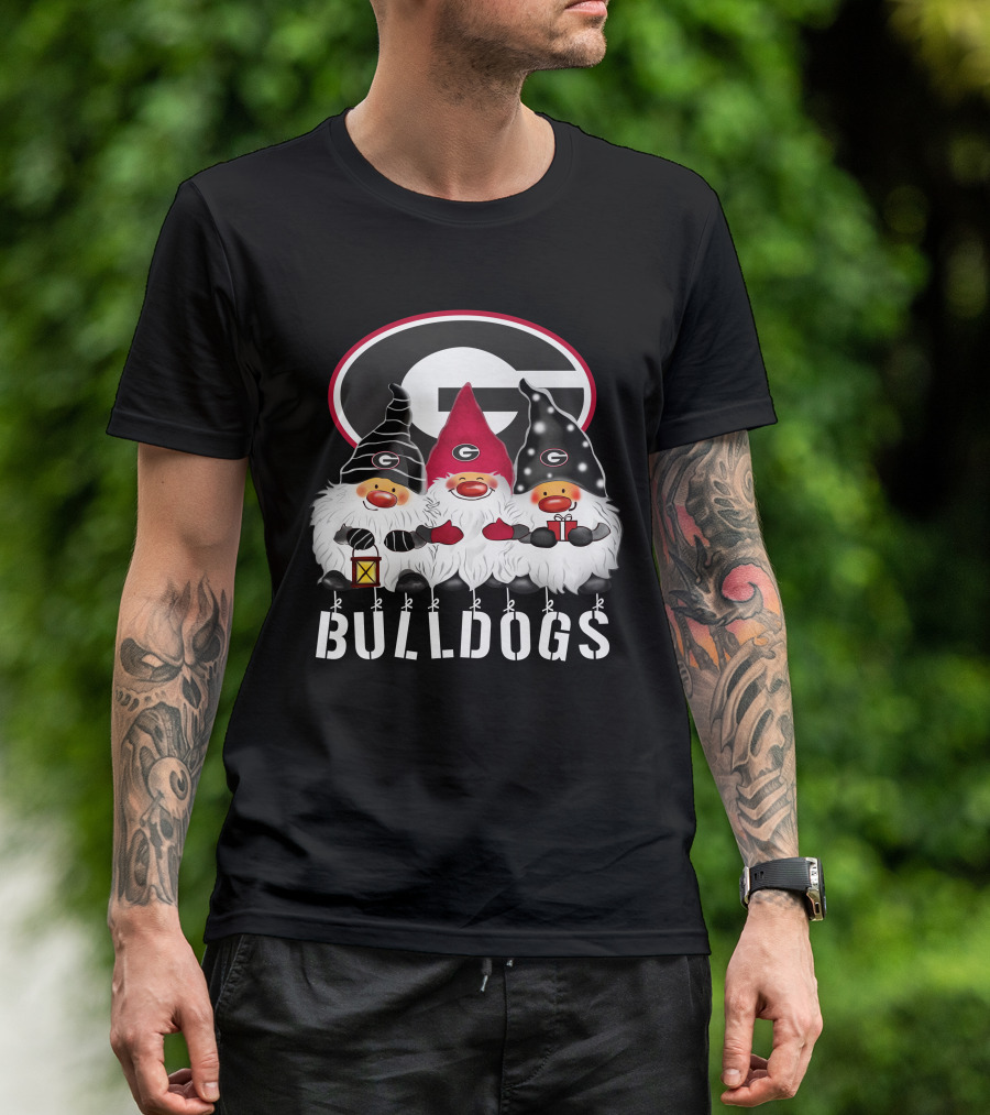Georgia Bulldogs Merry Christmas Happy Holidays Gnomes T-Shirt