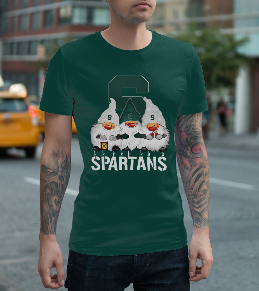 Michigan State Spartans Christmas Gnomes Holiday Celebrations T-Shirt