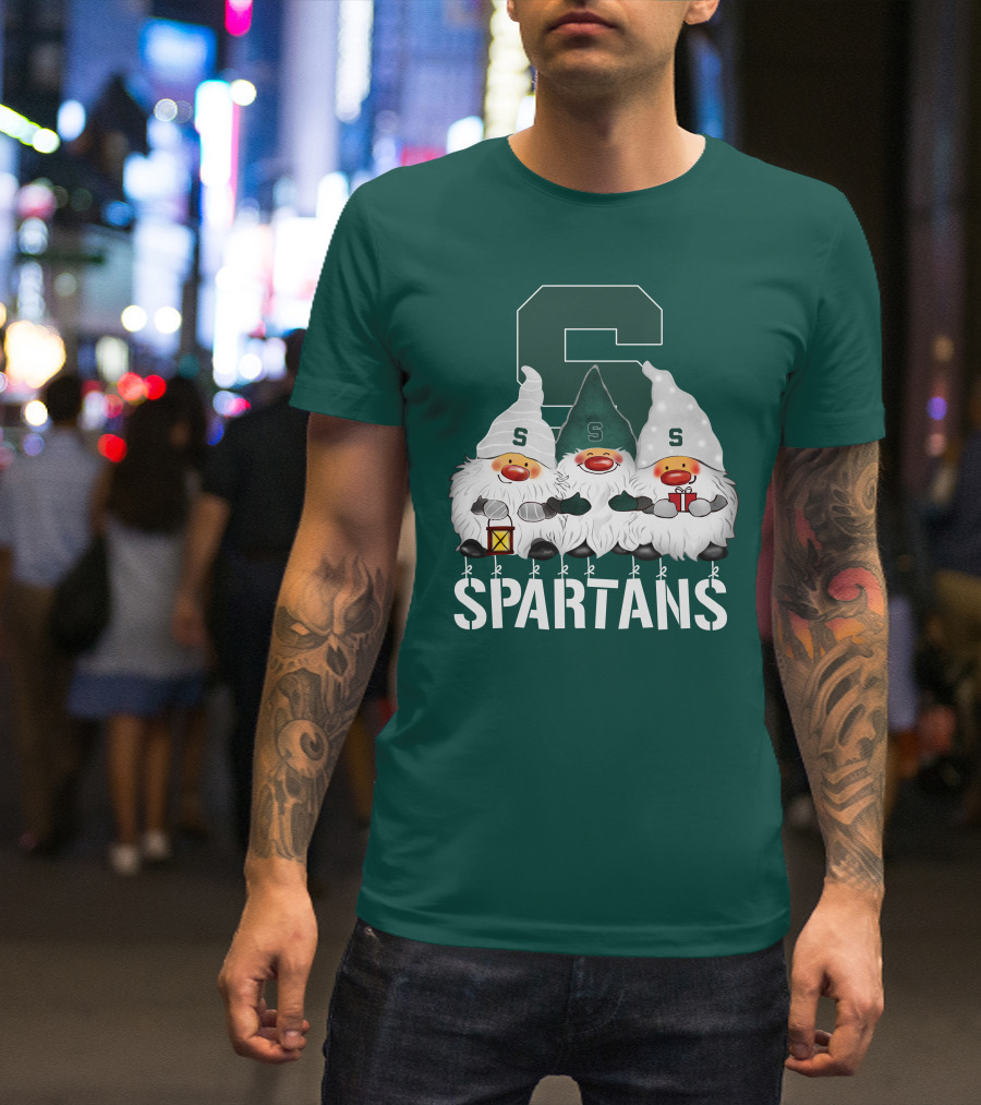 Michigan State Spartans Christmas Gnomes Holiday Celebrations T-Shirt