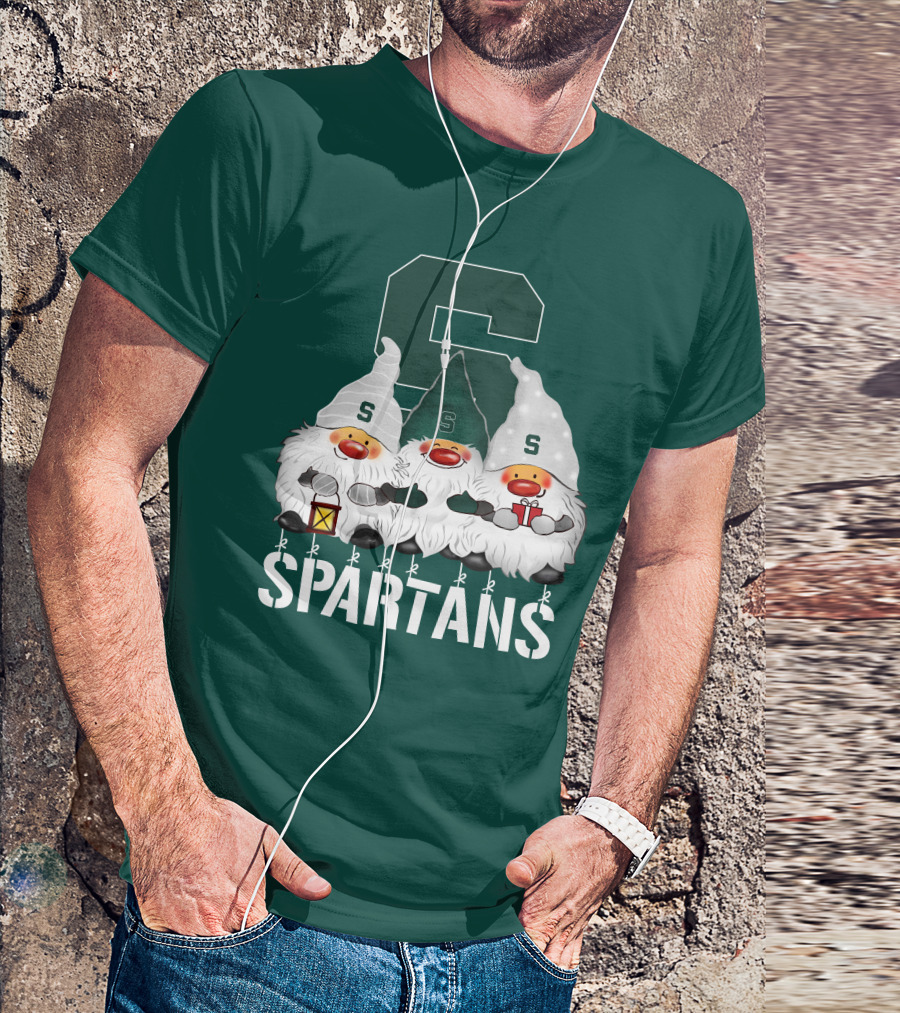 Michigan State Spartans Christmas Gnomes Holiday Celebrations T-Shirt