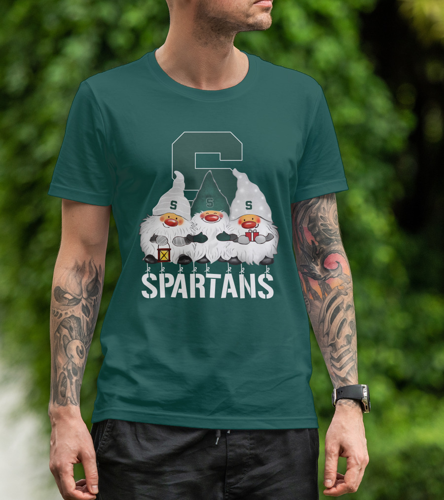 Michigan State Spartans Christmas Gnomes Holiday Celebrations T-Shirt