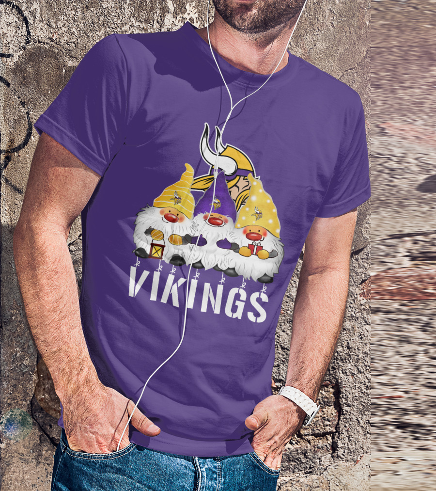 Minnesota Vikings Merry Christmas Happy Holidays Gnomes T-Shirt