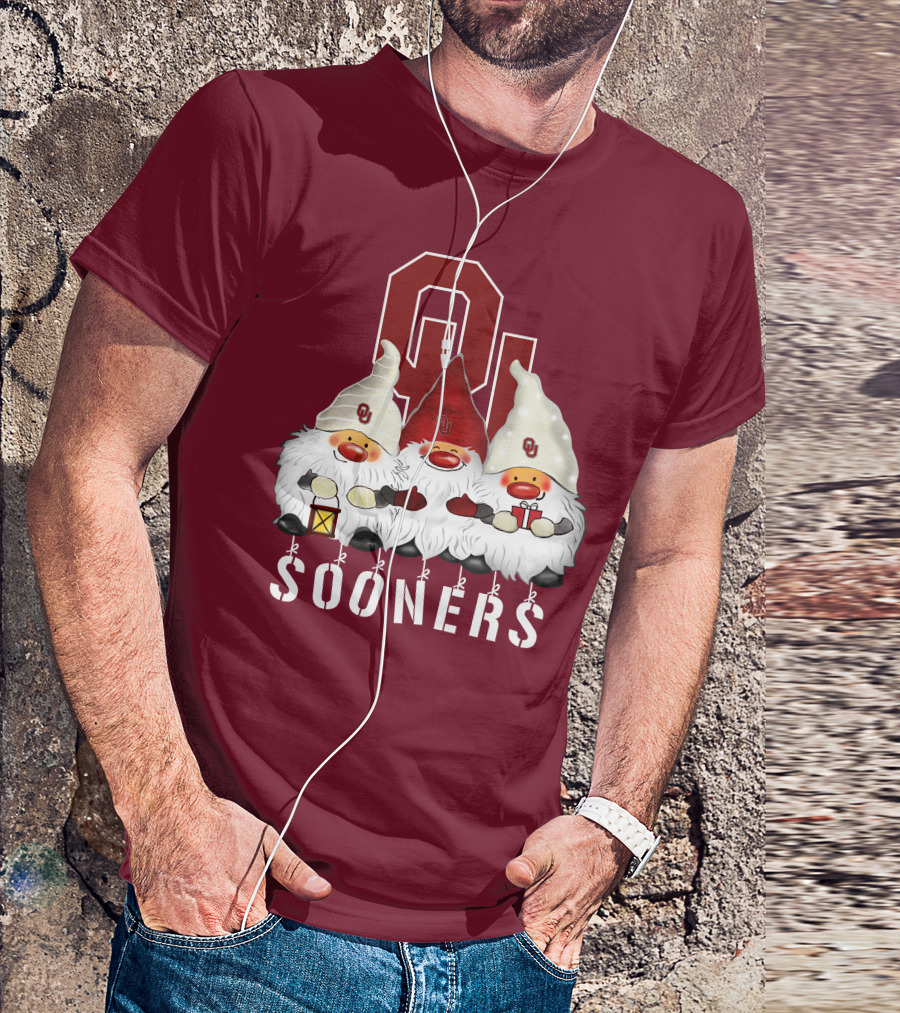 Oklahoma Sooners Christmas Gnomes Happy Holidays T-Shirt