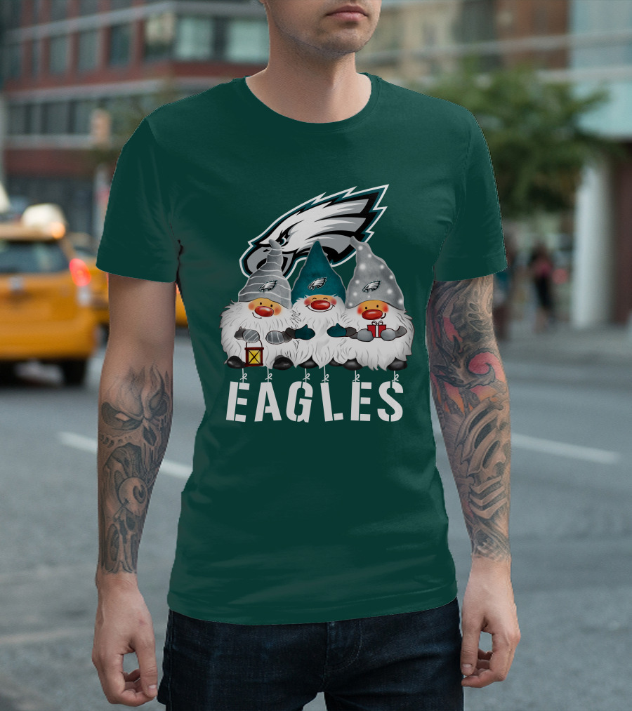 Philadelphia Eagles Christmas Gnomes Happy Holidays T-Shirt