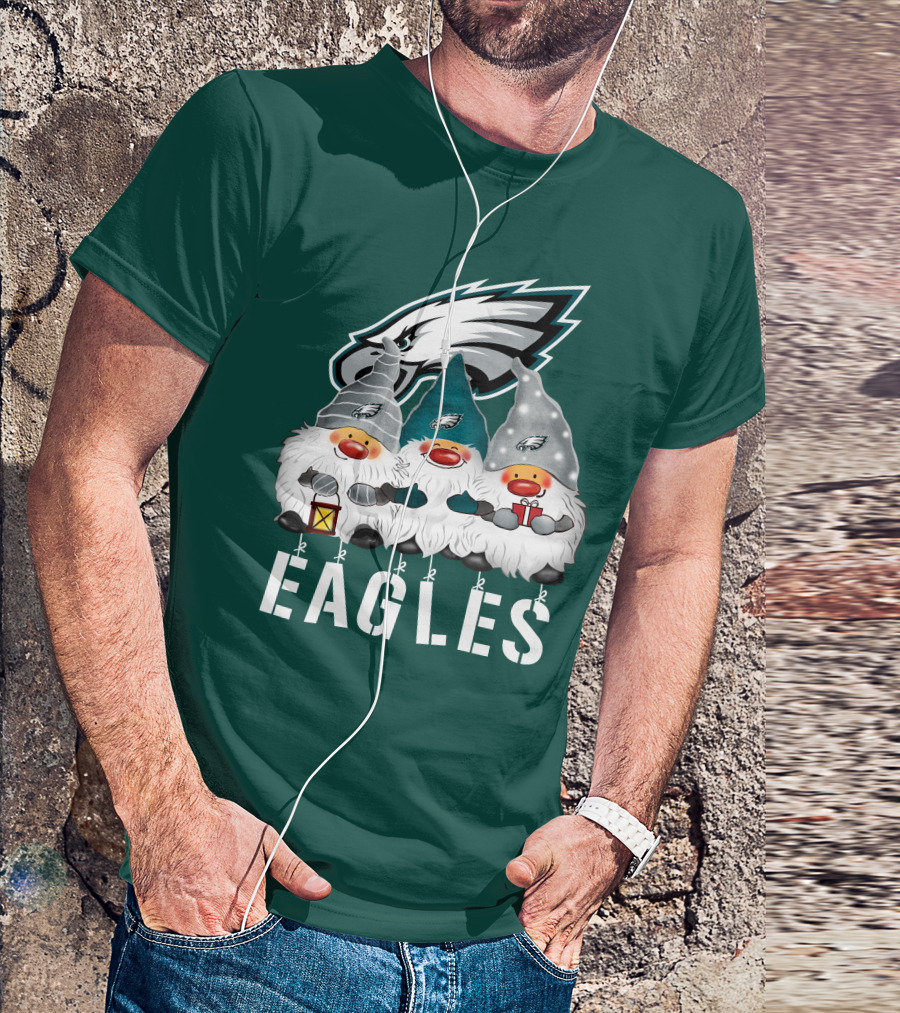 Philadelphia Eagles Christmas Gnomes Happy Holidays T-Shirt