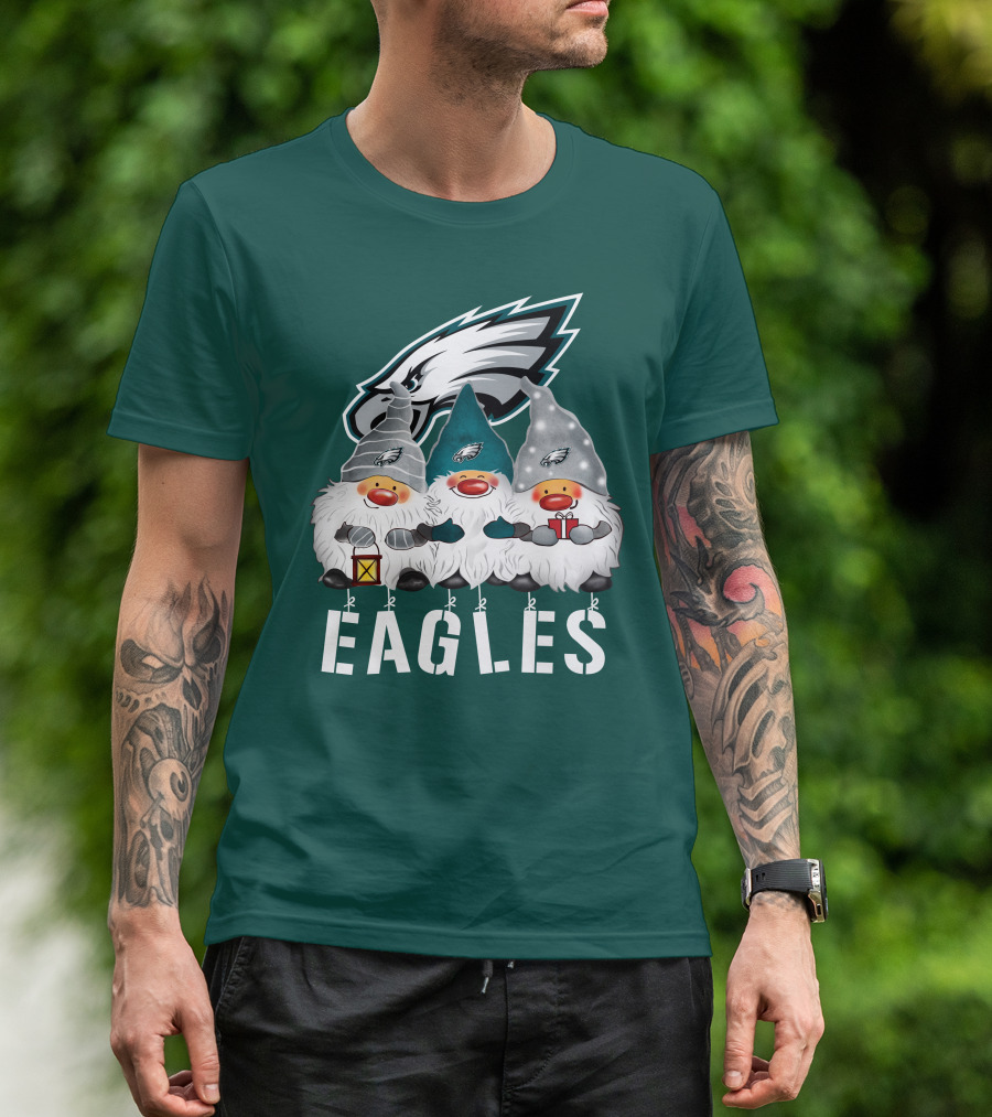 Philadelphia Eagles Christmas Gnomes Happy Holidays T-Shirt
