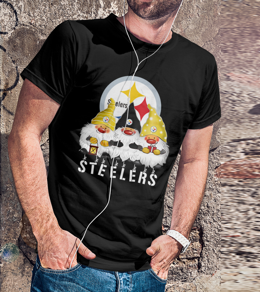 Steelers Merry Christmas Happy Holidays Gnomes T-Shirt