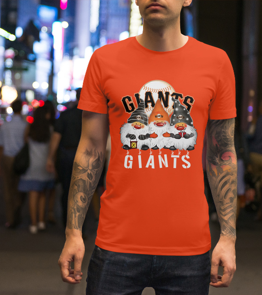 San Francisco Giants Merry Christmas Happy Holidays Giants Gnomes Baseball T-Shirt
