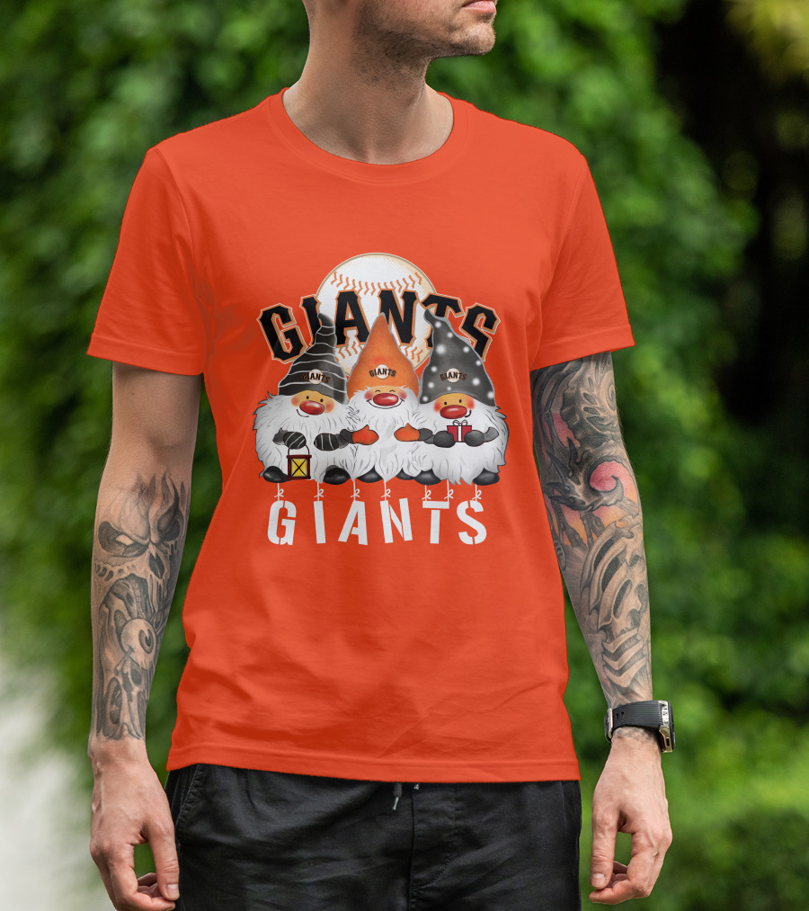 San Francisco Giants Merry Christmas Happy Holidays Giants Gnomes Baseball T-Shirt