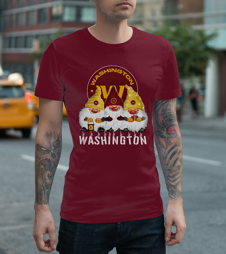 Washington Football Team Christmas Holiday Gnomes W T-Shirt